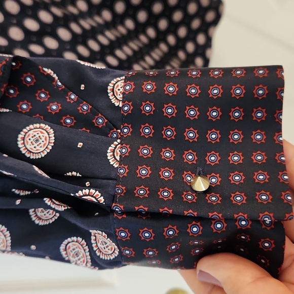 Banana Republic Foulard Silk Ruffle Dress Navy Size L - Picture 5 of 15